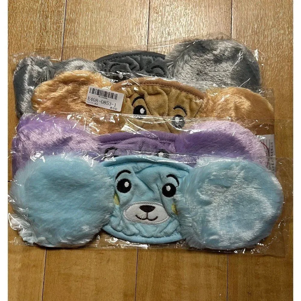 NEW Kids Cute Plush Teddy Bear Stuff Animal Earmuff Face Mask Set